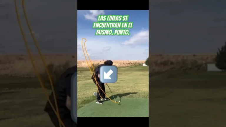Ilustración de un golfista en pleno swing con la trayectoria del palo marcada en el aire